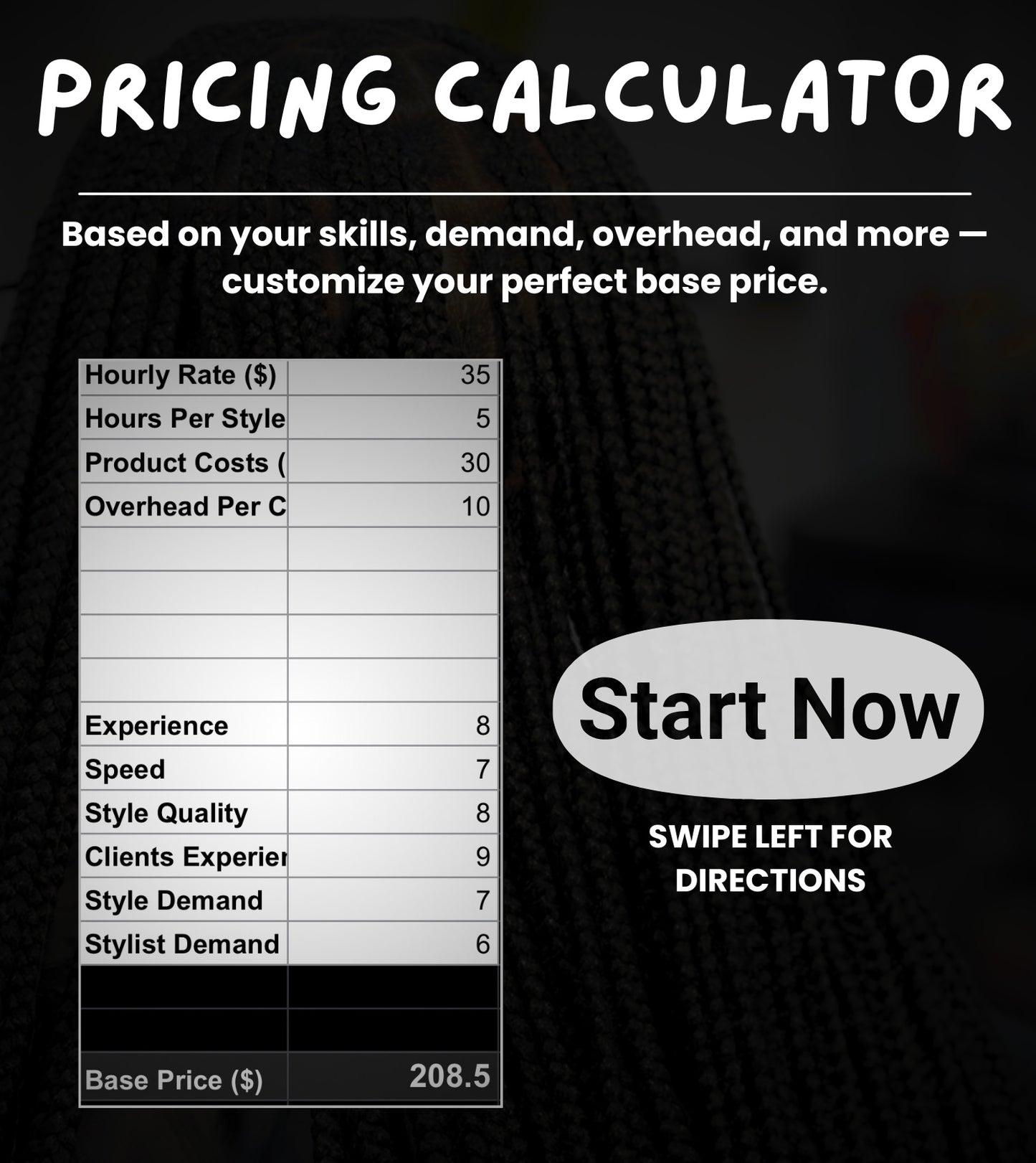 Tiyetta's Pricing Calculator